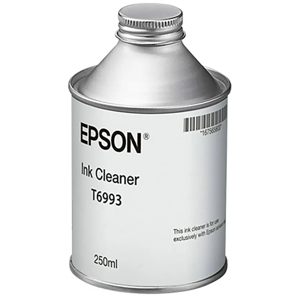 Epson Ink Cleaner can T6993, 250ml, with a silver metal body and white label on a white background.