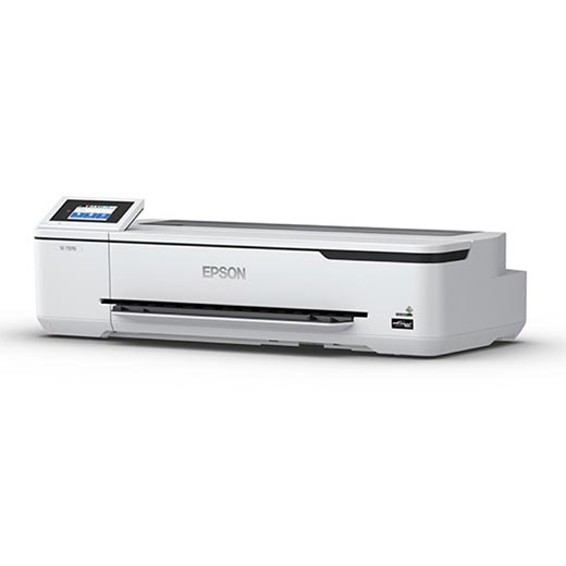 The Epson SureColor T3170 Wireless Printer (24”, SCT3170SR) features a white, modern design with clean lines, a left-side touchscreen display, and the Epson logo centered on its front. Shown against a plain white background.