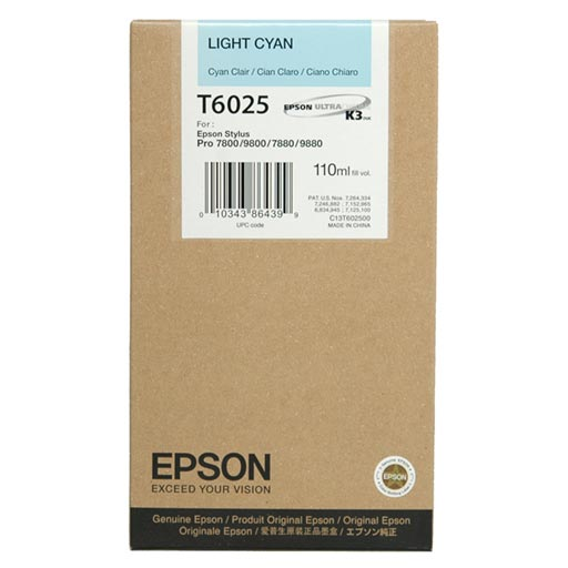 Epson Light Cyan Ultrachrome K3 Ink Cartridge - 110 ml - T602500