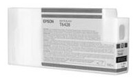 The Epson Matte Black Ultrachrome HDR Ink Cartridge (T642800, 150ml) is mostly white with a translucent side. It features black text and a barcode on the front and uses pigment ink for high performance. Compatible with Epson Stylus Pro printers.