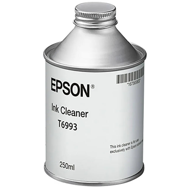 Epson Ink Cleaner can T6993, 250ml, with a silver metal body and white label on a white background.