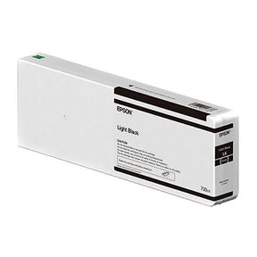 The Epson Light Black UltraChrome HD/HDX Ink Cartridge (T55K700, 700 ml), a primarily white rectangular cartridge with black and gray accents for Epson SureColor printers, is shown against a plain white background.