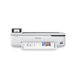 The Epson SureColor T2170 Wireless Printer (24", SCT2170SR) by Epson is shown printing a color architectural plan on a wide sheet, ideal for technical and graphics printing, against a plain white background.