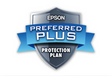 A shield-shaped logo features EPSON at the top, PREFERRED PLUS on a blue ribbon, and PROTECTION PLAN at the bottom, symbolizing the 4-Year Epson Preferred Plus Next-Business-Day On-Site Repair Extended Service Plan for SureColor P5000.