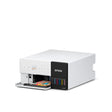 The Epson SureLab D570 Professional Minilab Photo Printer (SLD570SE) by Epson, a compact white model with a front panel ink level display, is printing a vibrant photo against a plain white background.