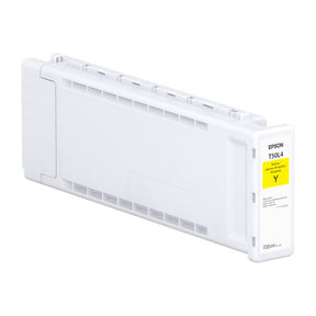 The Epson Yellow UltraChrome PRO6 Ink Cartridge (T50L420) holds 700ml and features a rectangular design. It's ideal for engineering and scientific uses needing precise, high-quality prints.