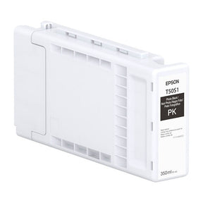 The Epson Photo Black UltraChrome PRO6 Ink Cartridge (350ml, T50S120) by Epson is pictured upright against a white background, designed for engineering and scientific uses with pigment-based UltraChrome XD3 Ink.