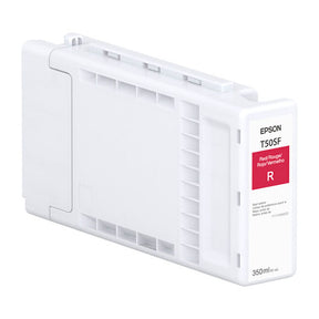 The Epson Red UltraChrome PRO6 Ink Cartridge (T50SF20), 350ml, is shown on a plain white background—ideal for engineering and scientific use.