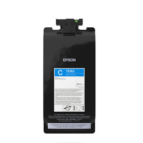 The Epson UltraChrome PRO6 Cyan Ink Pack (T53E220) is a 1.6L pouch for wide-format printers, featuring a black body, blue “C” label, white/blue product details, and a black connector on top.