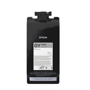 The Epson UltraChrome PRO6 Gray Ink Pack (1.6L, T53E720) is a black ink pack for SureColor P8570DL printers, featuring a white label with instructions and specs plus a top nozzle for easy use.