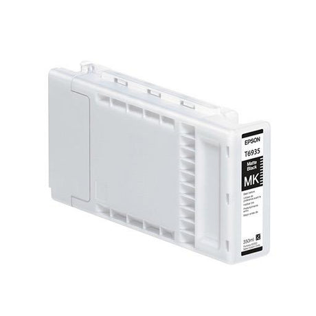 The Epson Matte Black Ultrachrome XD Ink Cartridge (T693500, 350ml) is a rectangular cartridge with a white body for Epson SureColor T3270 and T-Series printers.