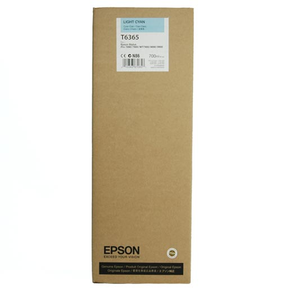 A tall, rectangular brown box labeled as Epson Light Cyan UltraChrome HDR Ink Cartridge - 700ml - T636500. The packaging features the Epson logo and is designed for Stylus Pro printers using UltraChrome HDR pigment ink.