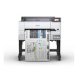 The Epson SureColor T3475 24" Wide Printer (SCT3475SR) by Epson prints a detailed, full-color architectural map and images on wide paper, positioned on black stands against a white background.