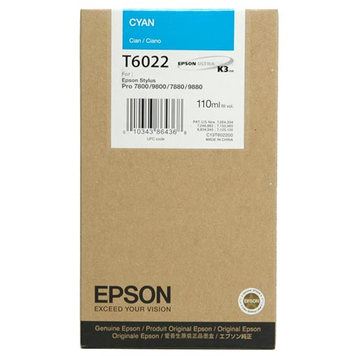 Epson Cyan Ultrachrome K3 Ink Cartridge -110 ml - T602200