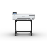The Epson SureColor T3170M 24" Wireless Printer w/ Integrated Scanner sits on a black metal stand against a white background, perfect for producing posters or architectural plans.