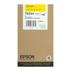 Epson Yellow Ultrachrome K3 Ink Cartridge - 220 ml (T603400) for Epson Stylus Pro 7800, in a branded brown box with label.