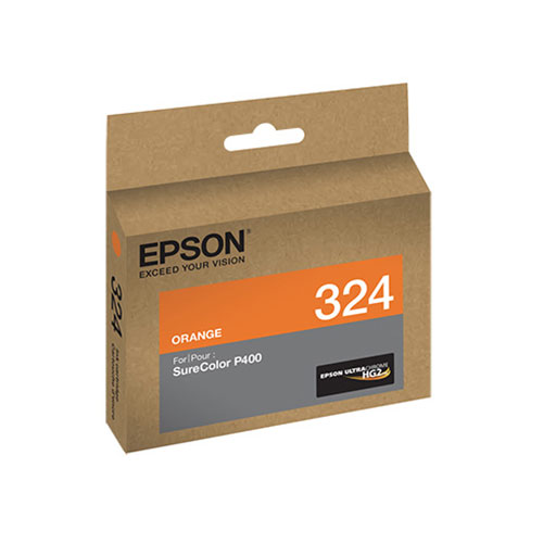 The Epson SureColor P400 Orange Ink Cartridge (T324920) by Epson is designed for the SureColor P400 printer, featuring UltraChrome HG2 pigment ink—ideal for vibrant photographic prints.