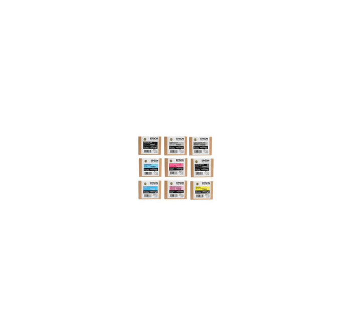 Complete Ink Set for Epson Stylus Pro 3800 Printer - 9 UltraChrome K3 80 ml Ink Cartridges