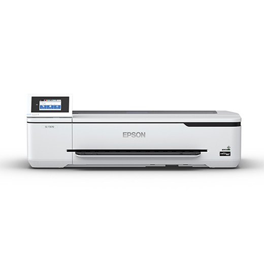 The Epson SureColor T3170M 24" Wireless Printer w/ Integrated Scanner (SCT3170M) features a touchscreen control panel, front paper tray, white modern design, and supports wireless large format printing.