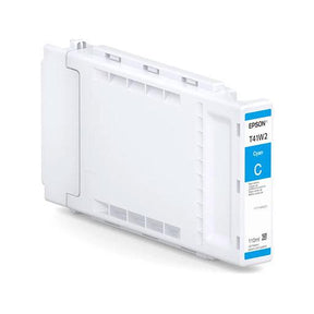 The Epson Cyan UltraChrome XD2 Ink Cartridge (110ml, T41W220) is a white cartridge with blue and white markings, made for Epson SureColor T5475 printers.