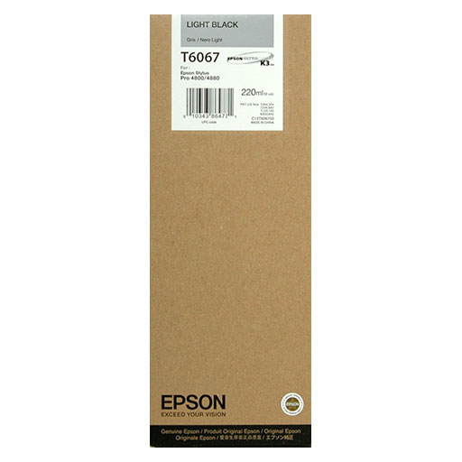 Epson Light Black Ultrachrome K3 Ink Cartridge - 220 ml - T606700
