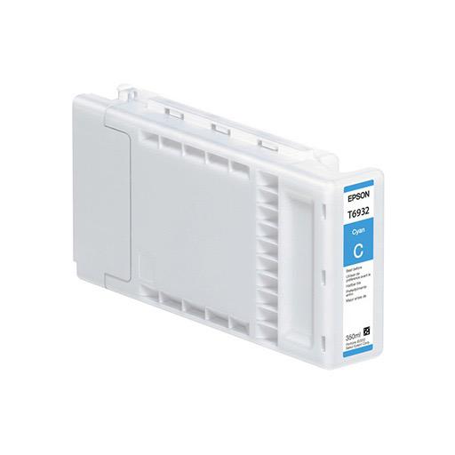 The Epson Cyan Ultrachrome XD Ink Cartridge (350ml, T693200) is shown with a white body and blue label. Designed for Epson SureColor T-Series printers, it delivers high-quality results with EPSON UltraChrome XD ink.