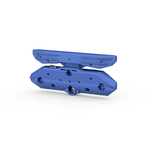 A blue, elongated plastic mounting bracket with multiple holes and slots, designed for the EPSON Replacement Cutter Blade (C13S210117) for SureColor P-Series or T-Series printers by Epson, shown on a white background.