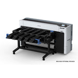The Epson SureColor P8570D 44-Inch Wide-Format Dual Roll Printer by Epson is shown on a white background, featuring automatic dual roll switching, an optional stacker tray, and a right-side control panel.