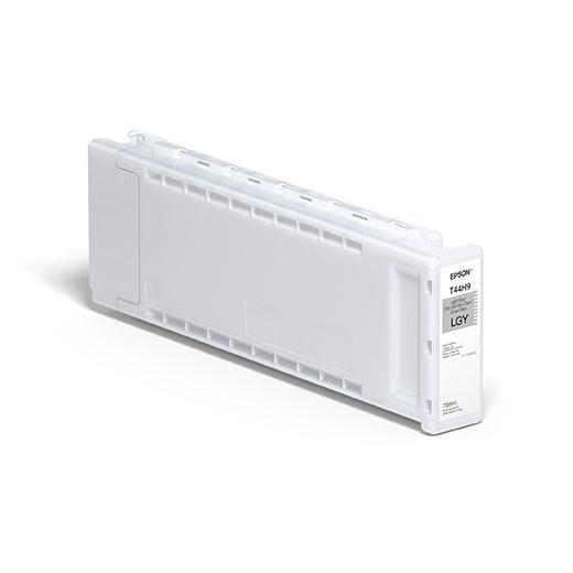 The Epson Light Gray UltraChrome Pro12 Ink Cartridge (T44H920, 700ml) features a rectangular white design and label displaying the model and LGY color abbreviation, made for professional printers needing wide color gamut performance.