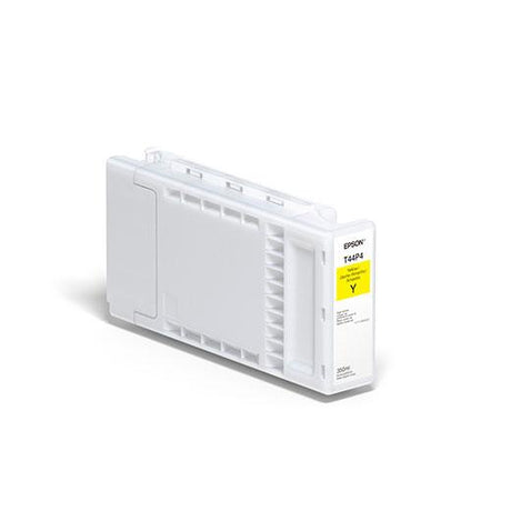 An Epson Yellow UltraChrome Pro12 Ink Cartridge (350ml, T44P420) is displayed on a plain background, with clear branding and capacity label, designed for vibrant prints.