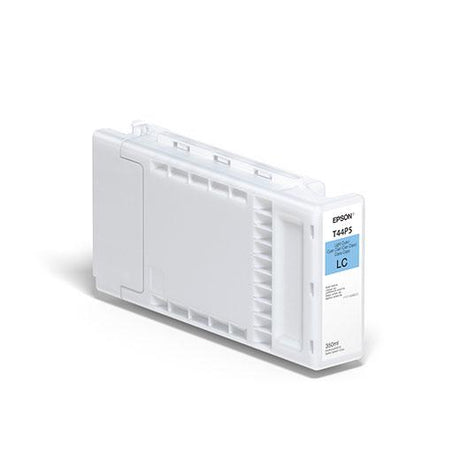 An Epson Light Cyan UltraChrome Pro12 Ink Cartridge (350ml, T44P520) for the SureColor P7570 is shown with its white and blue label on a plain white background, highlighting its enhanced color gamut.