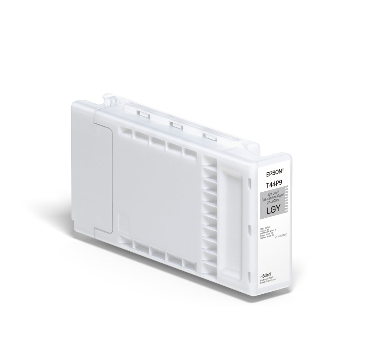 The Epson Light Gray UltraChrome Pro12 Ink Cartridge (T44P920, 350ml) offers wide Pantone coverage and an expanded colour gamut. Displayed on a white background.