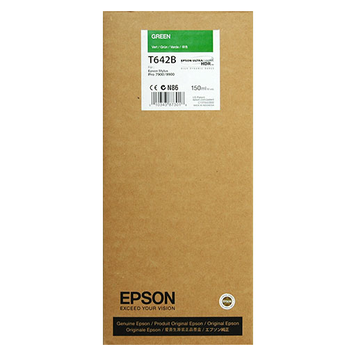 The Epson Green Ultrachrome HDR Ink Cartridge (150ml, T642B00) features advanced pigment ink technology and is designed for superior performance with Epson Stylus Pro 7900/9900 printers.