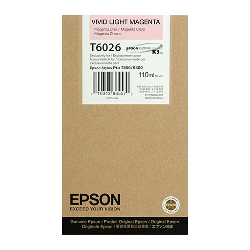 Epson Vivid Light Magenta Ultrachrome K3 Ink Cartridge - 110 ml - T602600