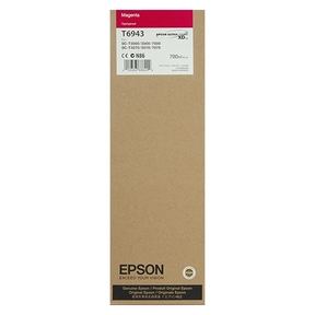 The Epson Ultrachrome XD Magenta Ink Cartridge (T694300) is a 700ml cartridge for SureColor T-Series printers, featuring "Exceed Your Vision" and UltraChrome XD branding on the box.