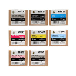 Matte Black Ink Set for Epson SureColor P800 Printer - 8 UltraChrome HD 80 ml Ink Cartridges