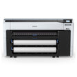 The Epson SureColor P8570D is a 44-inch wide-format dual roll printer with a control panel on the top right and a sleek white and black design, ideal for professional photographic production printing.